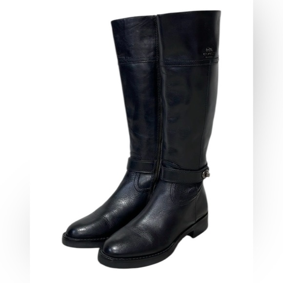 Coach Black Leather Ankle Boots - Picture 4 of 16